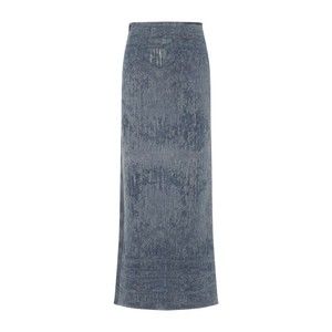 Diesel Faded Blue Denim Maxi Skirt With Side Slit - NWT